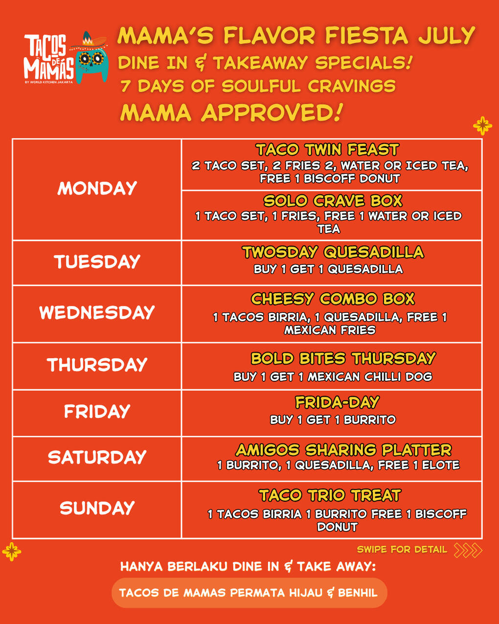 Mama's Flavor Fiesta Dine in & Takeaway specials